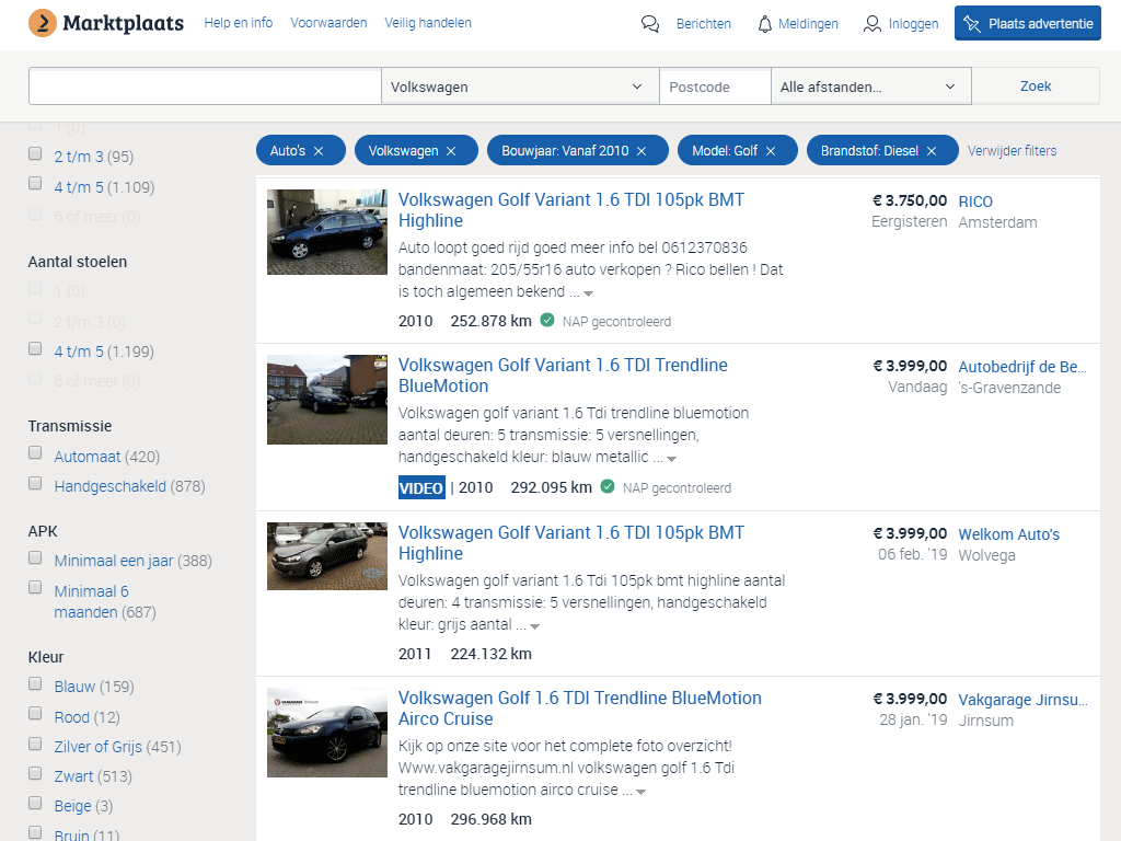 wyszukiwarka samochodów w Holandii