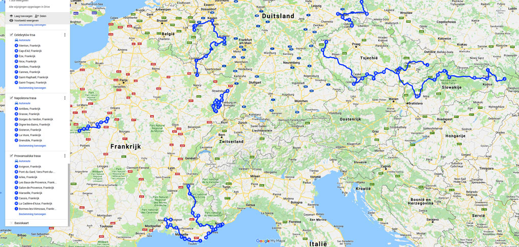 mapy tras turystycznych w Europie