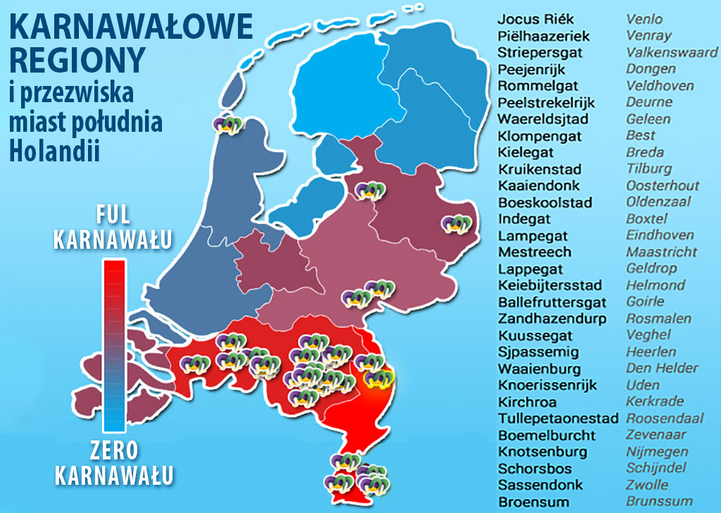 mapa karnawału w Holandii