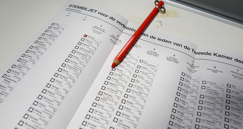 karta do głosowania w holenderskich wyborach