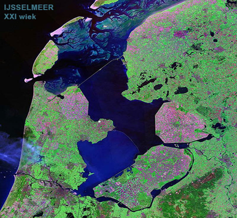 jezioro IJsselmeer z satelity