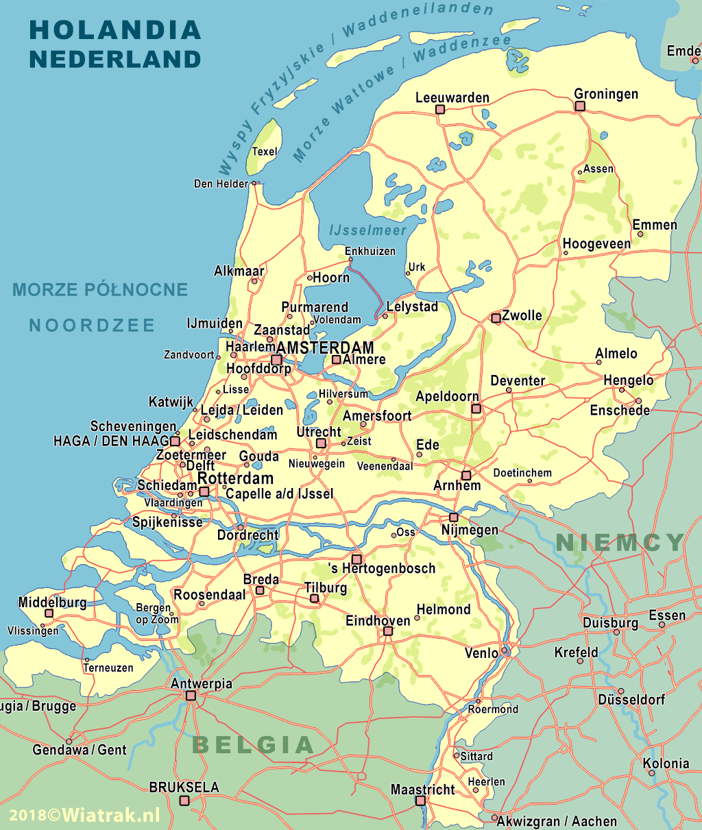 Samochodowa mapa Holandii