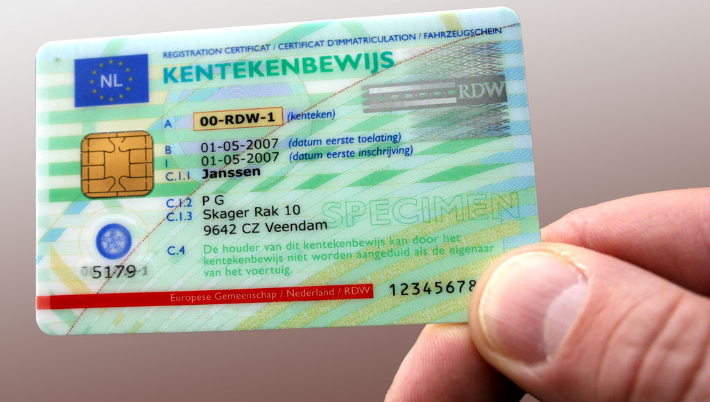 dowód rejestracyjny w Holandii od 2014