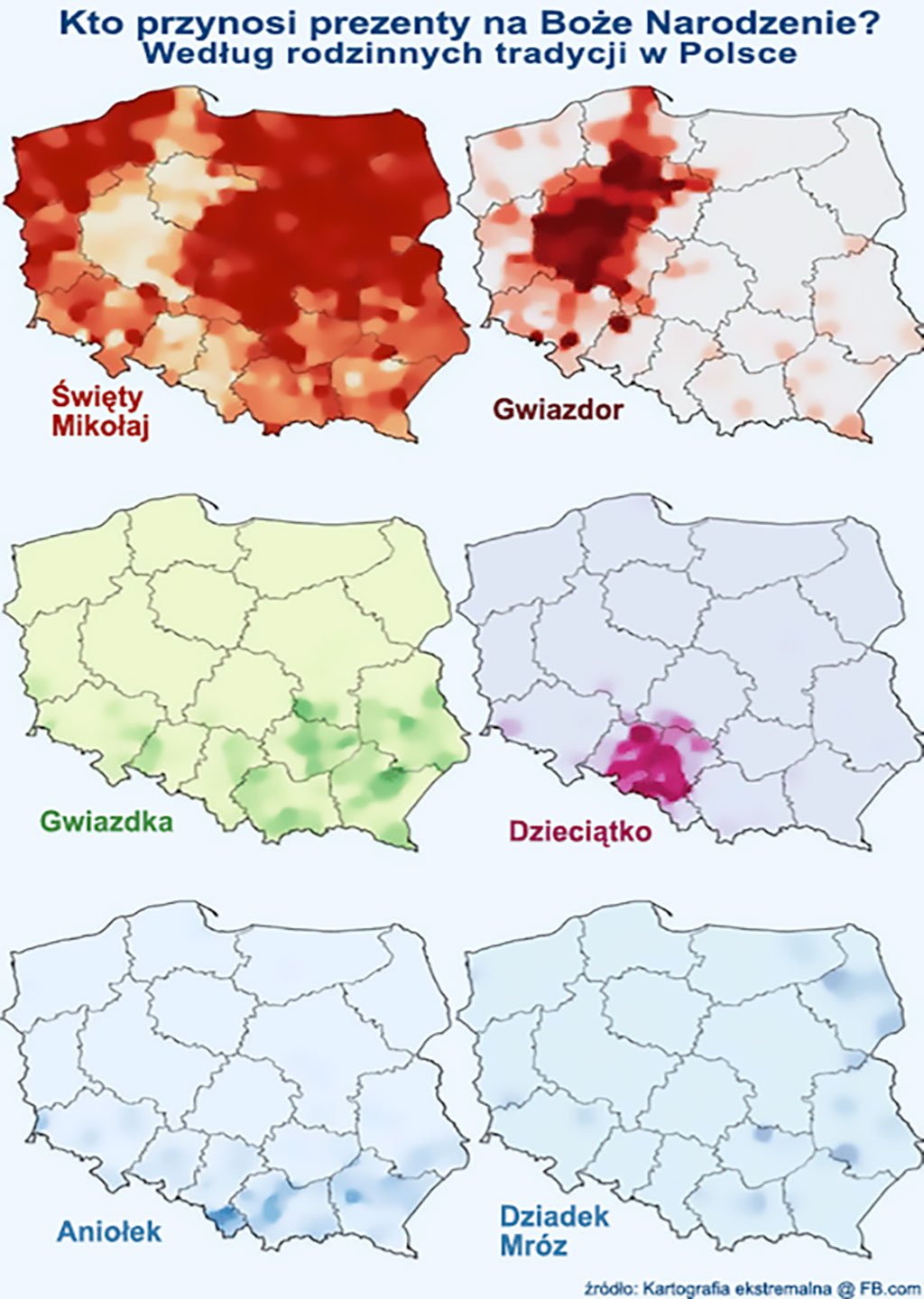 Mapa Mikołaja w Polsce