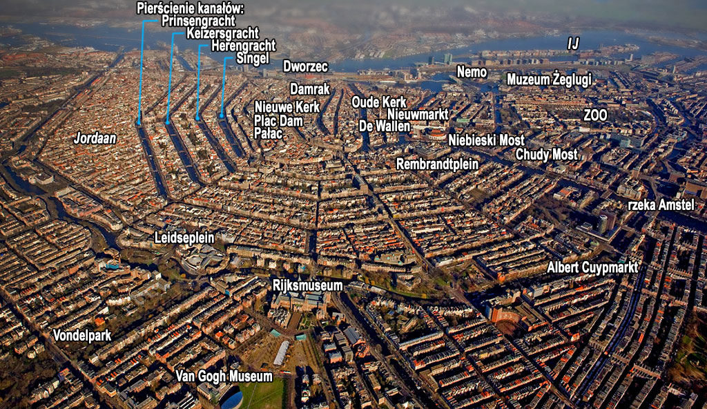 Główne punkty orientacyjne Amsterdamu