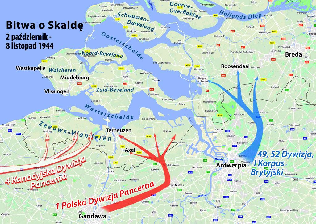 Schemat bitwy o Skaldę 1944