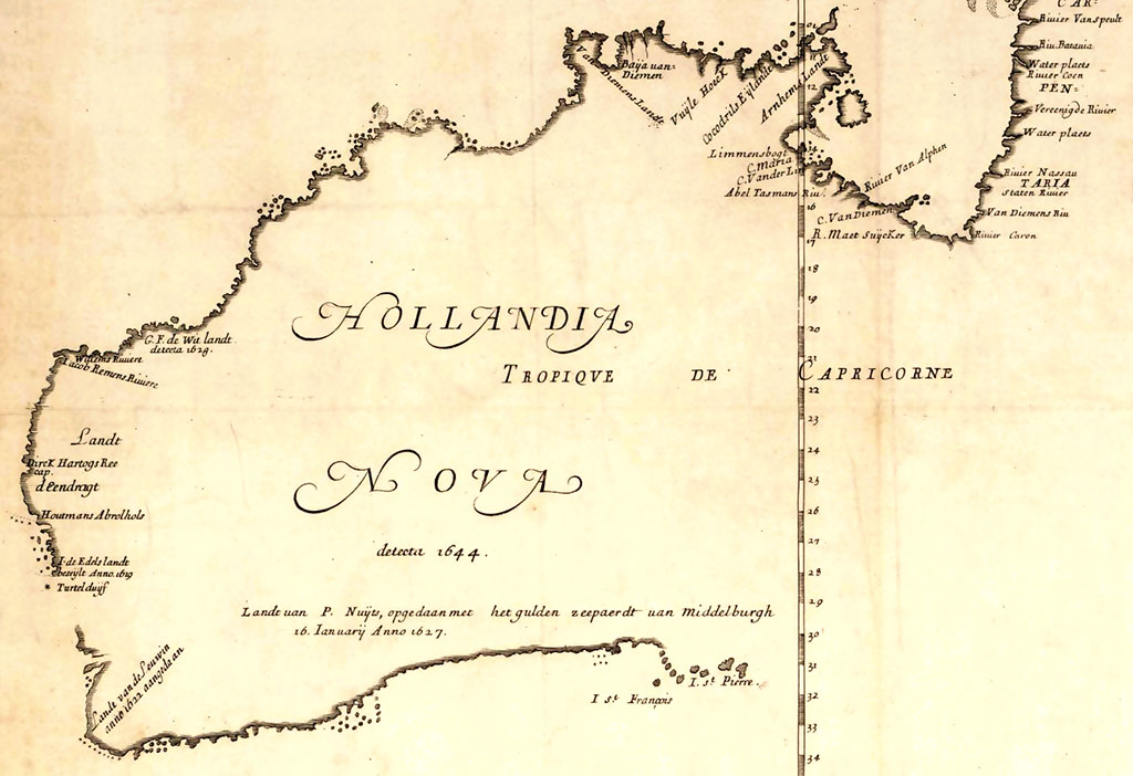 mapa Australii - Nowej Holandii 1644