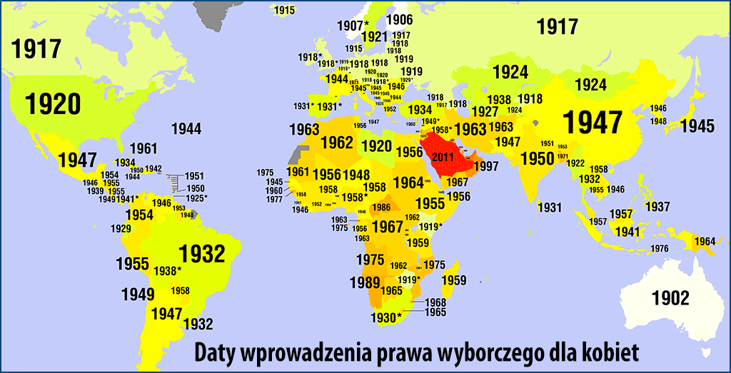 prawo wyborcze dla kobiet w świecie