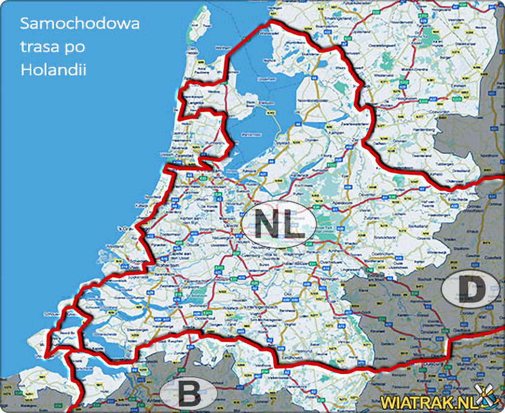 mapa trasy po Holandii