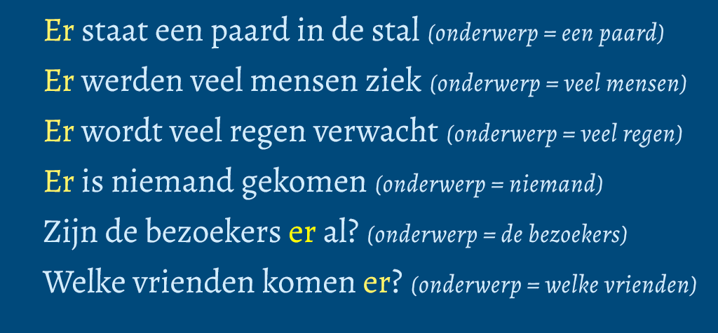 słówko ER w języku holenderskim
