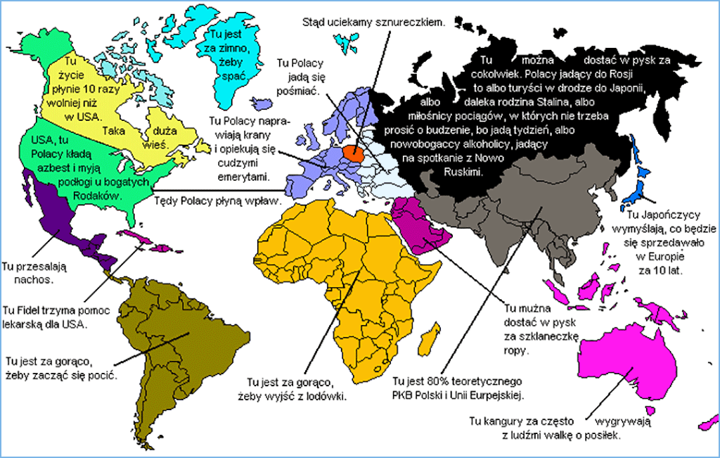 mapa świata według Polaka