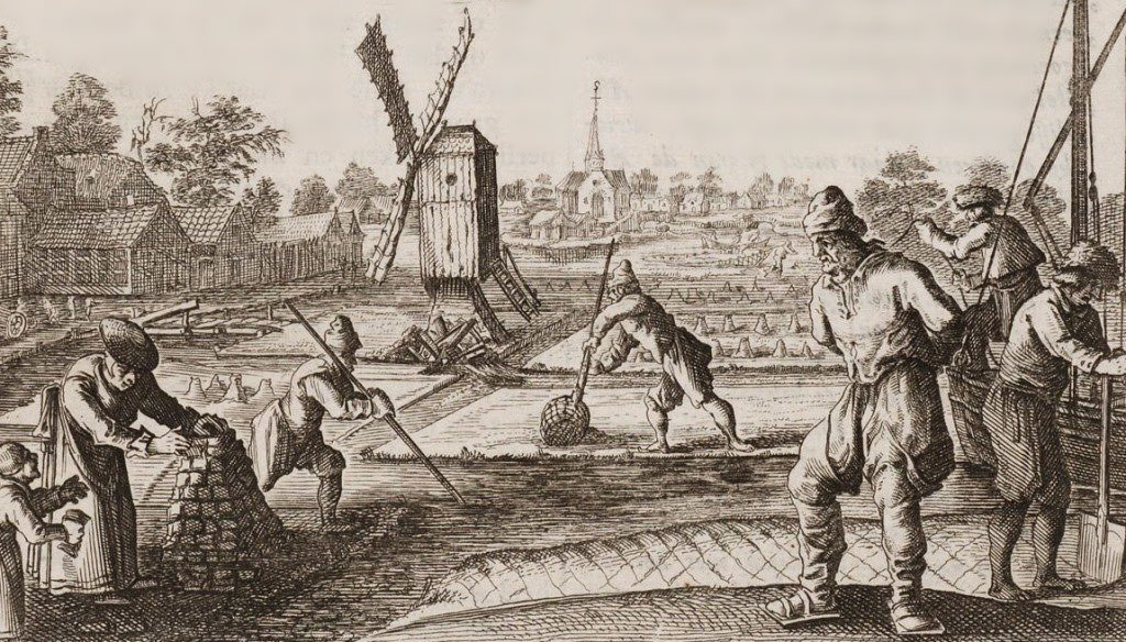 Wydobywanie torfu w Holandii w XVII w.