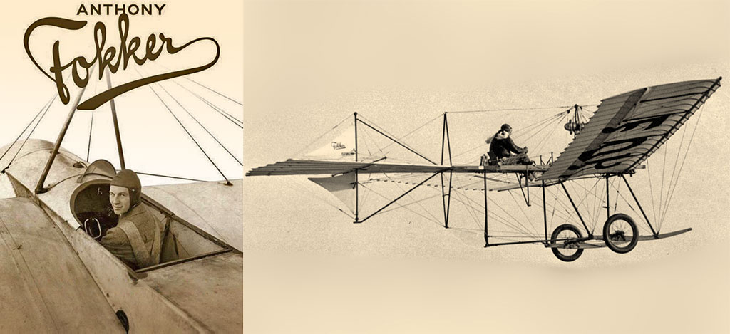 Fokker i jego pierwszy samolot z 1910 r.