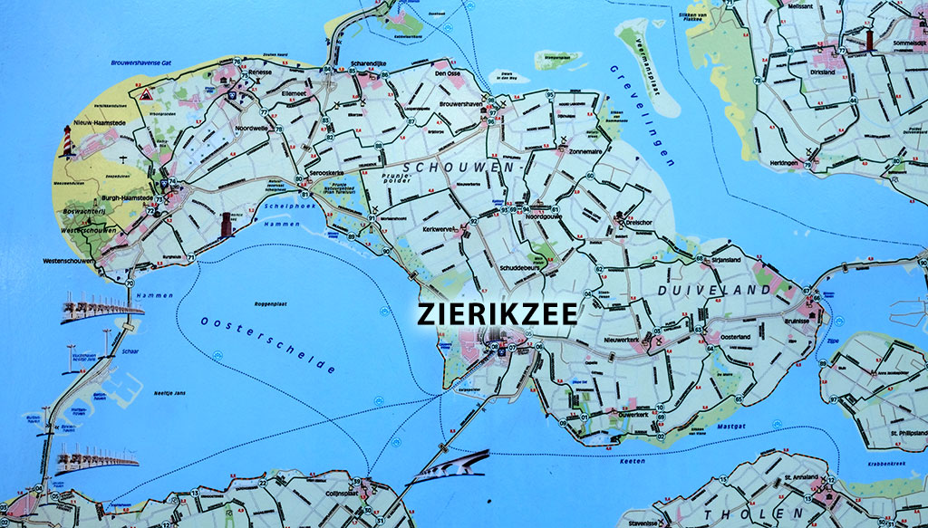 mapa wyspy z miasteczkiem Zierikzee