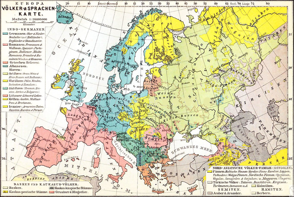 Mapa języków w Europie XIX wieku