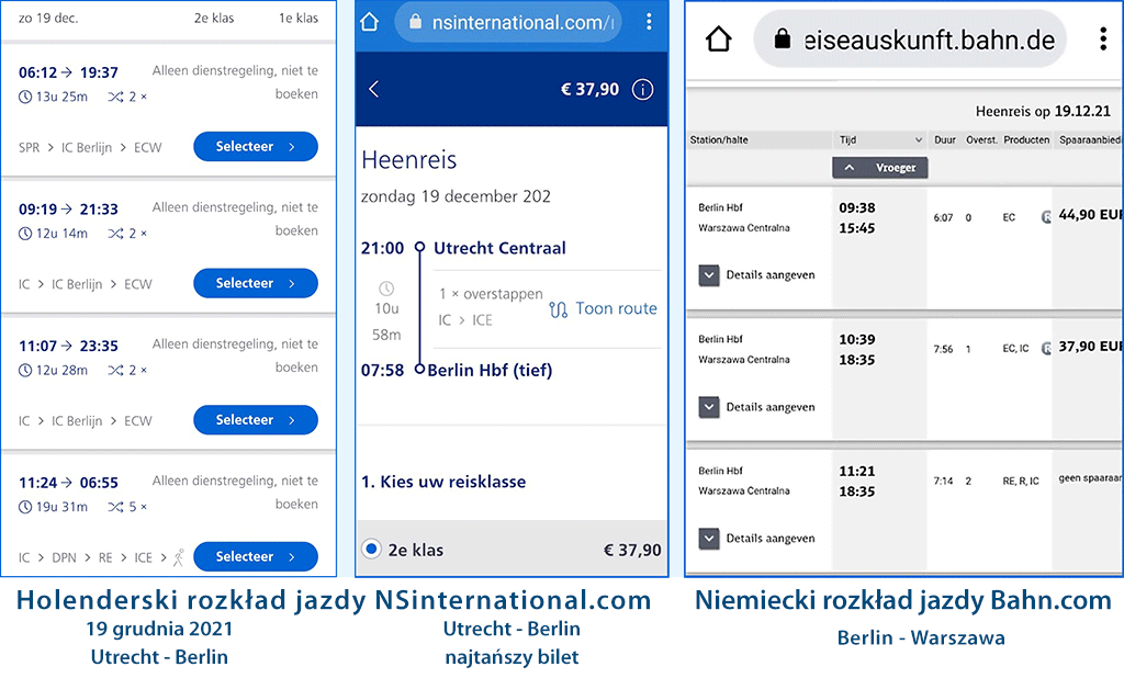 rozkład jazdy pociągów Holandia Polska