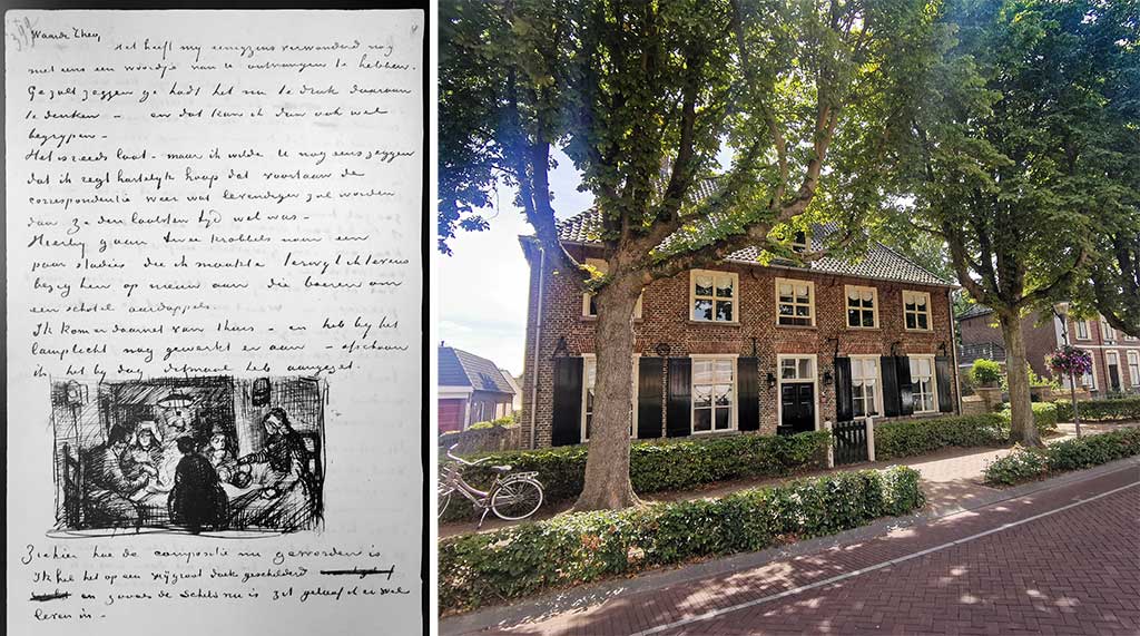 List Van Gogha i dom gdzie mieszkała rodzina państwa Van Gogh