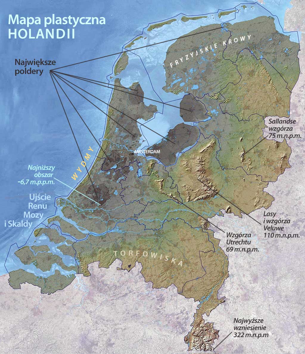 mapa plastyczna Holandii