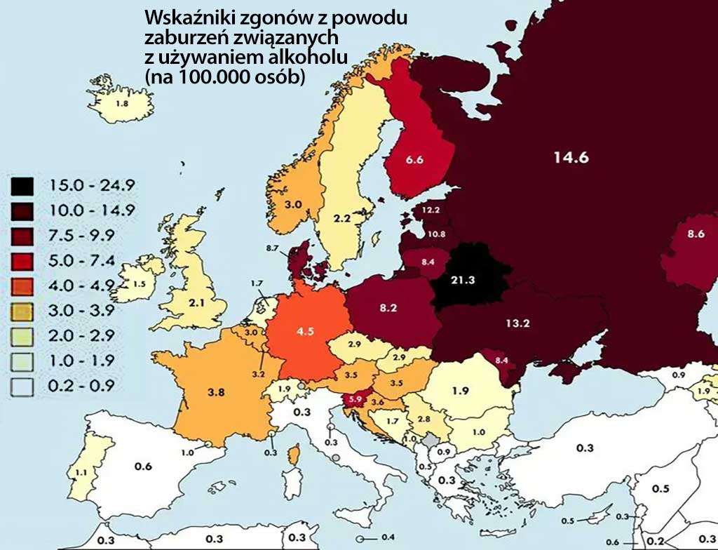 śmierć z powodu alkoholu