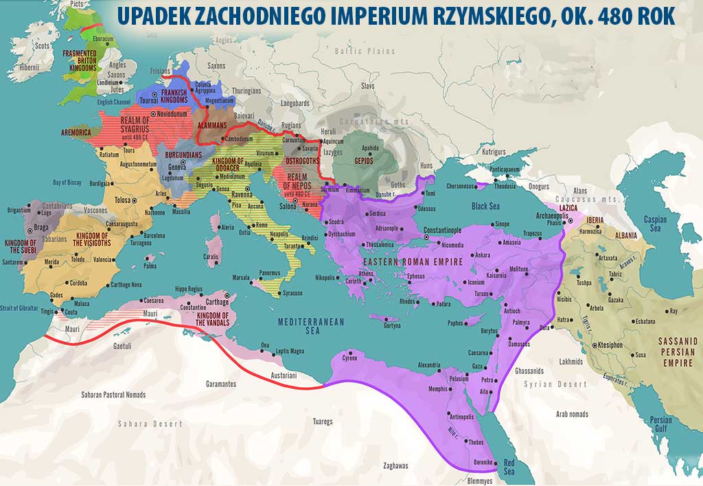 Upadek cesarstwa Rzymskiego 480 rok